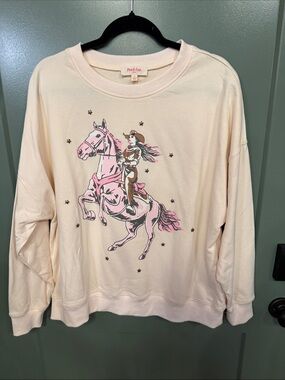 Peach Love California Cream Sweatshirt with Pink Horse Rider Graphic
